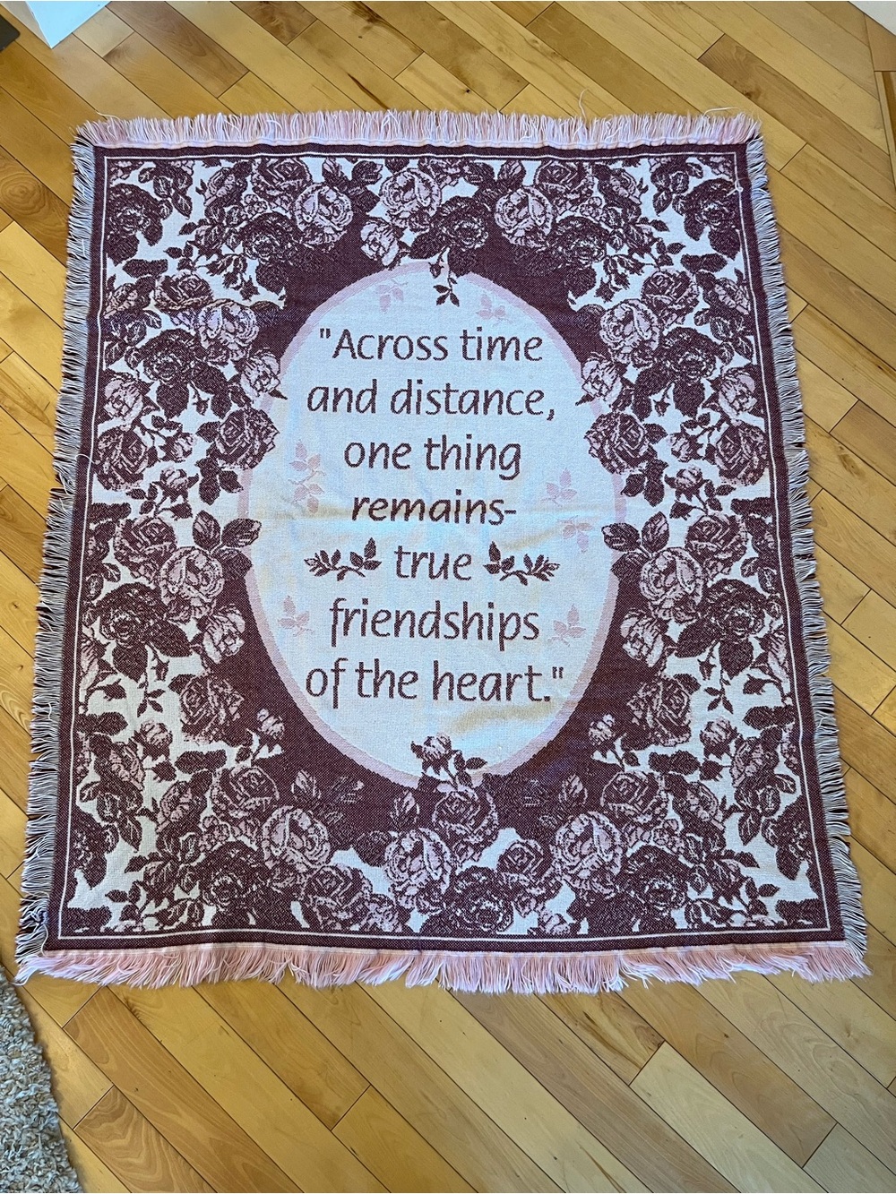 Rose Pattern Friendship Throw Blanket - Pink and Brown#cottage core# granny core
